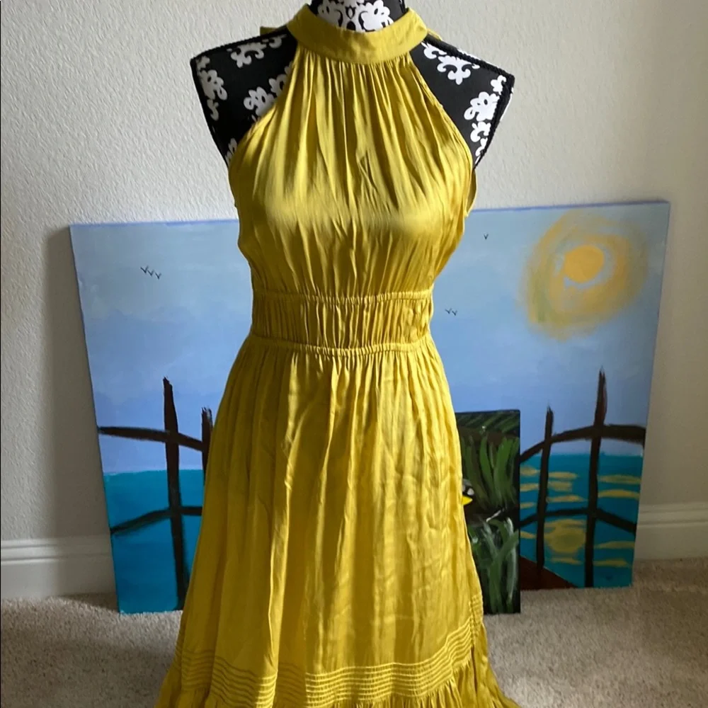 Cleobella Yellow Halter Maxi Dress with Ruffled Tiers - Picture 5 of 7